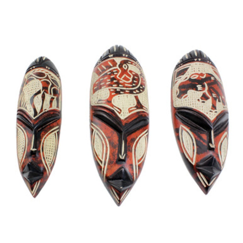 Small Ghana Fang Mask - Symbol Orange