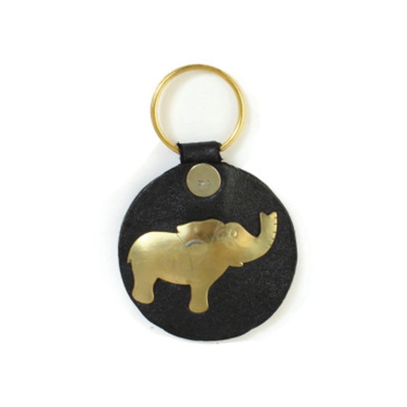 African Leather Elephant Key Chain