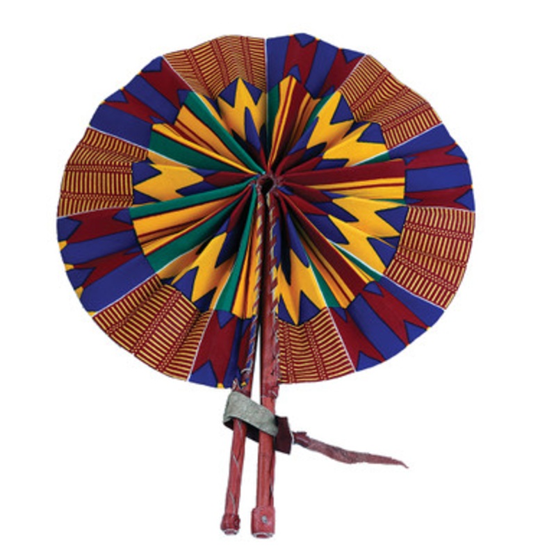 Blue/Orange Kente Folding Fan