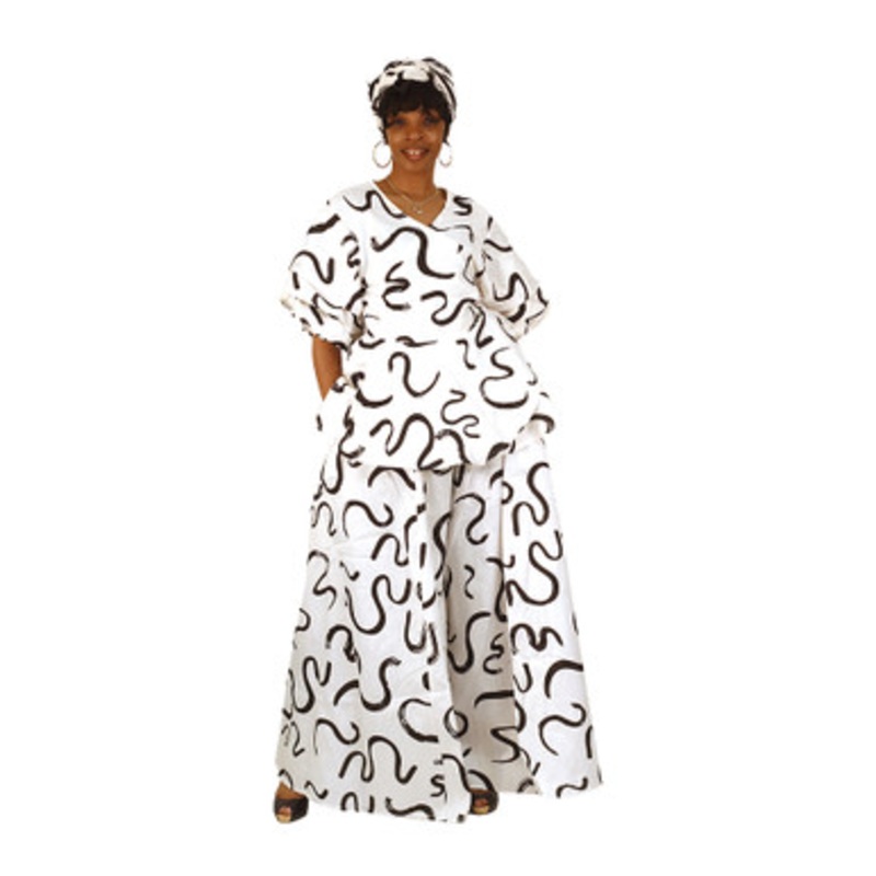 White & Black 2-Piece Wrap-Top Palazzo Set - Free Size
