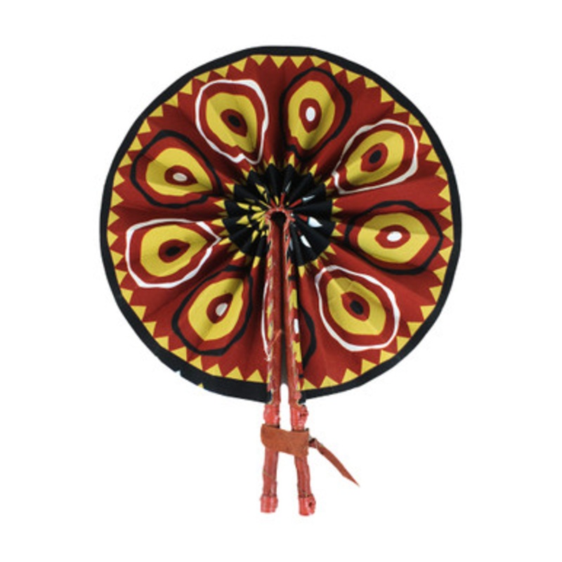 Brgndy/Mustard African Print Folding Fan