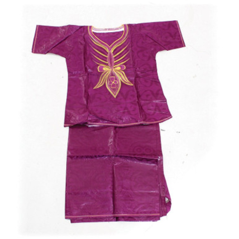 African Brocade Skirt Set: Purple