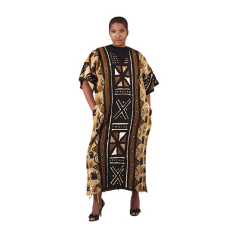 Authentic Mud Cloth Dress - Dip Collar