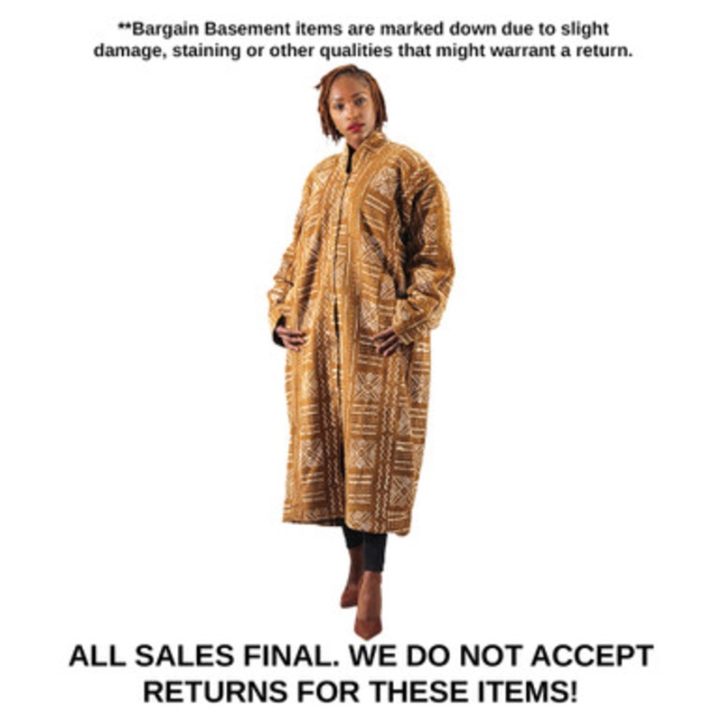 DAMAGED Full-Length Mud Cloth Coat: Alt Collar: Mustard