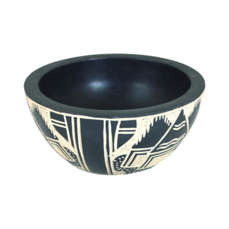 Ghanian Black/White Wooden Bowl: LG