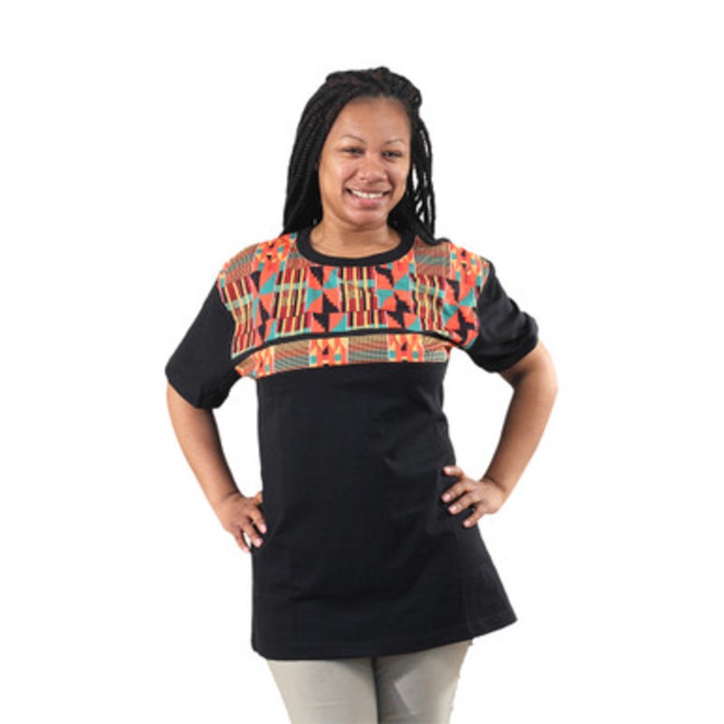 T-Shirt with Kente Shoulders