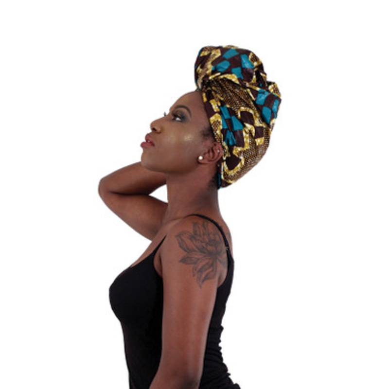 African-Made Headwrap: Brown/Turquoise