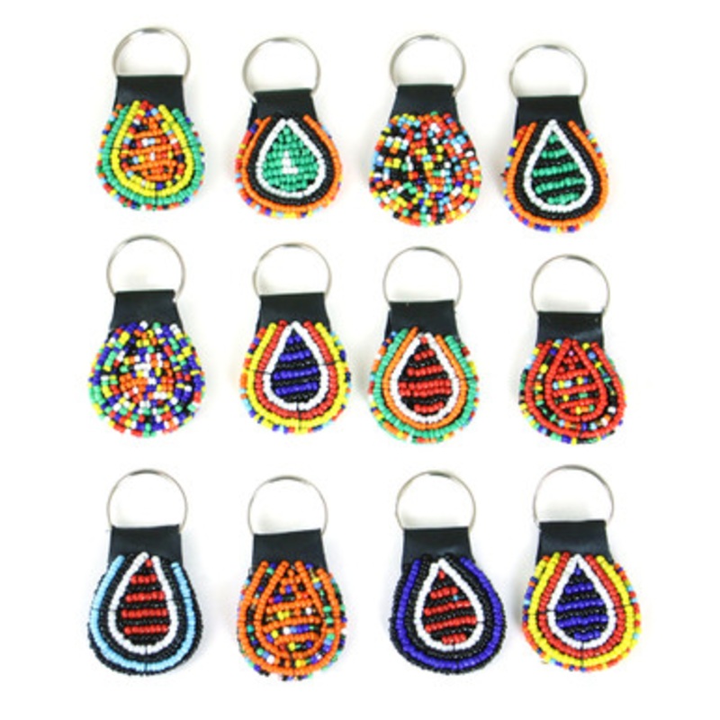 Set Of 12 Round Beaded Maasai Key Chains