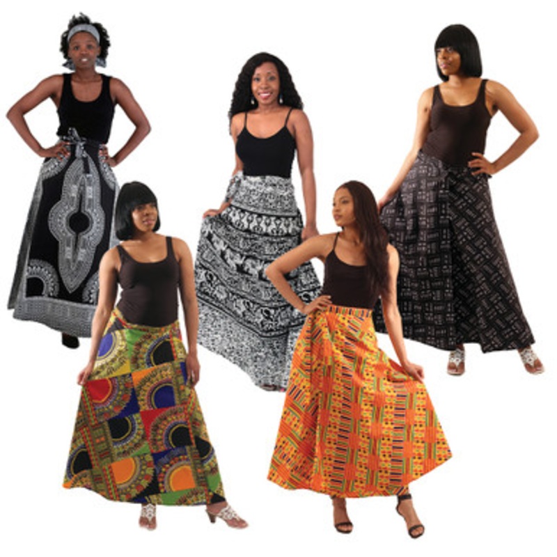 Set Of 5 African Print Wrap Skirts