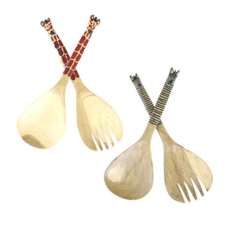 Wood Animal Salad Set