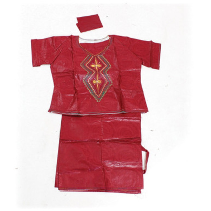 African Brocade Skirt Set: Burgundy