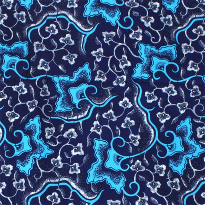 Blue Floral Print Fabric 6 Yd