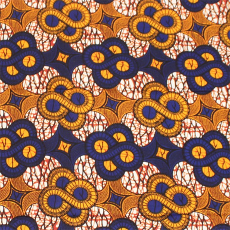 Orange/Blue African Print Fabric 12 Yard