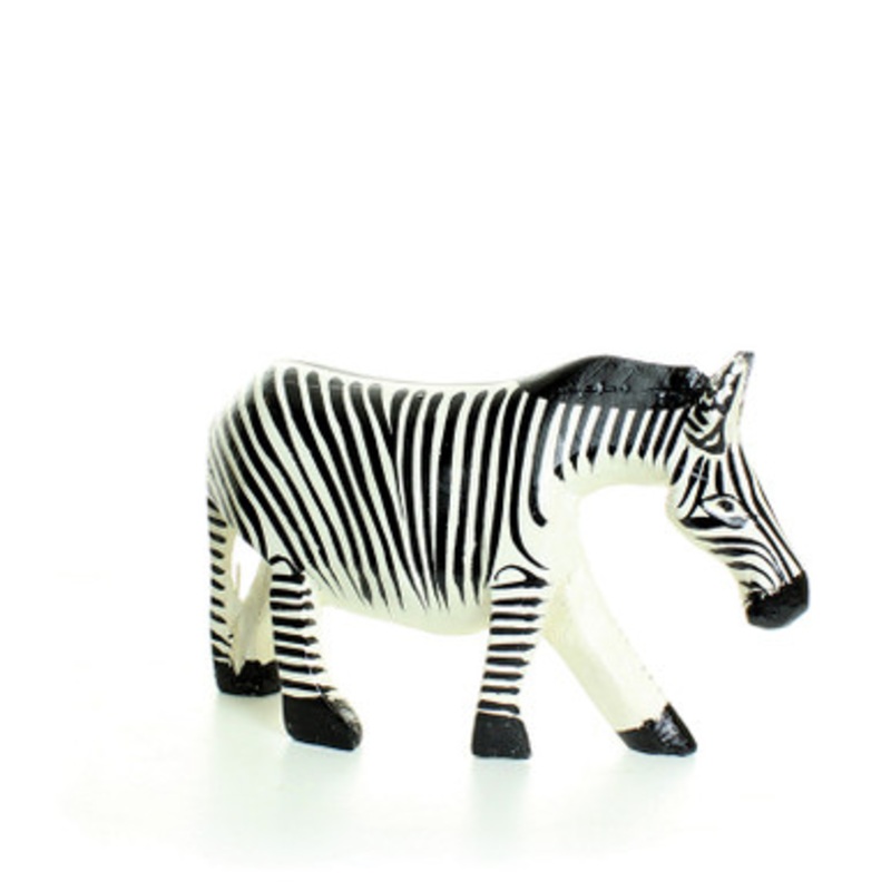 Painted Wood Animal Carving: Zebra 8