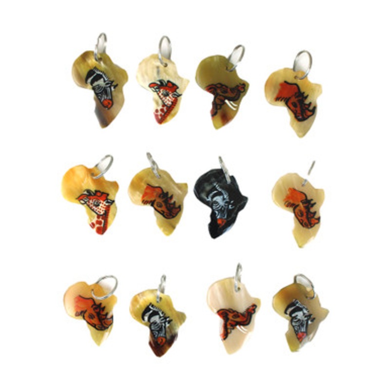 Set Of 12 Africa Map Animal Key Chains