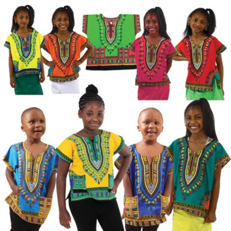 Set Of 12 Kids Trad Print Dashikis SIZES (SM & LG)
