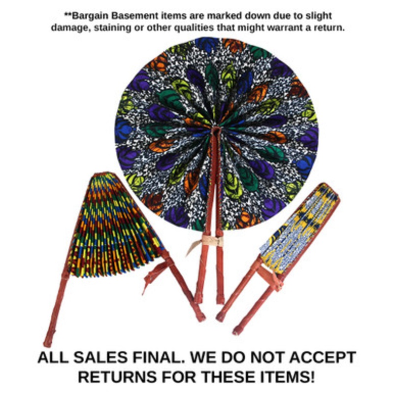 Set of 3 Damaged XXL African Folding Fans 15 - Assorted Prints