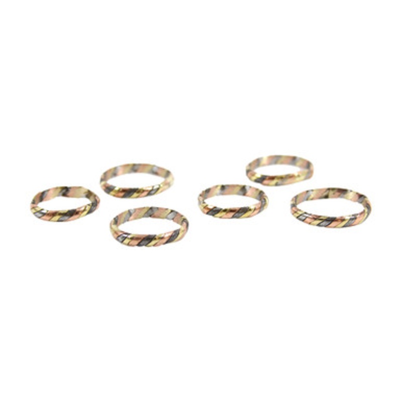 Set of 6 Brass & Copper Twist Rings