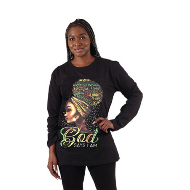 Long-Sleeve T-Shirt (BLACK) God Says I Am