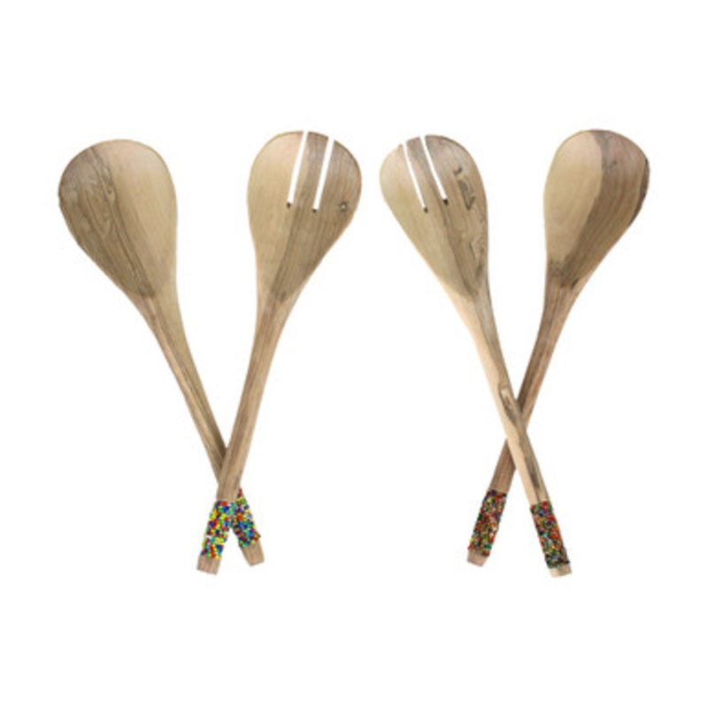 Wooden Beaded Salad Set - ASSORTED