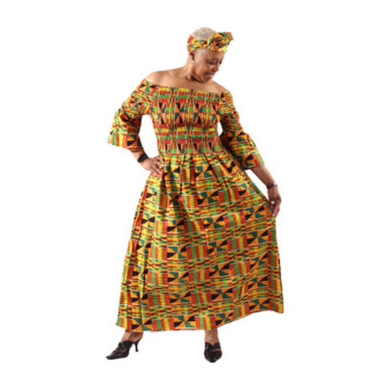 African Print Elastic Maxi Dress
