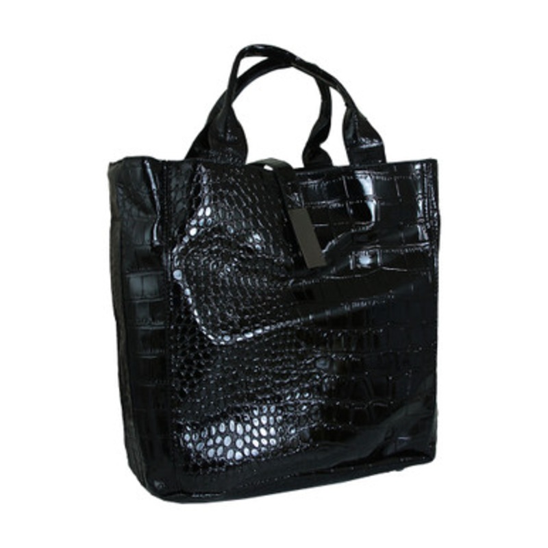 Black Vegan Leather Luxury Tote Handbag
