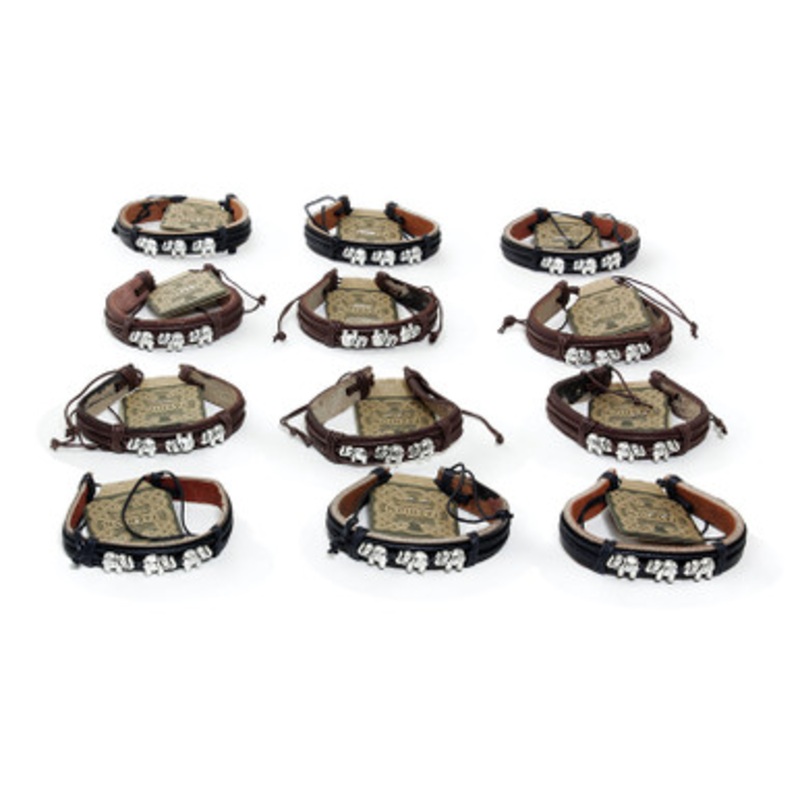 Set Of 12 Triple Elephant Bracelets