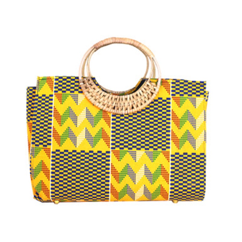 Yellow African Print Handbag: Style-2