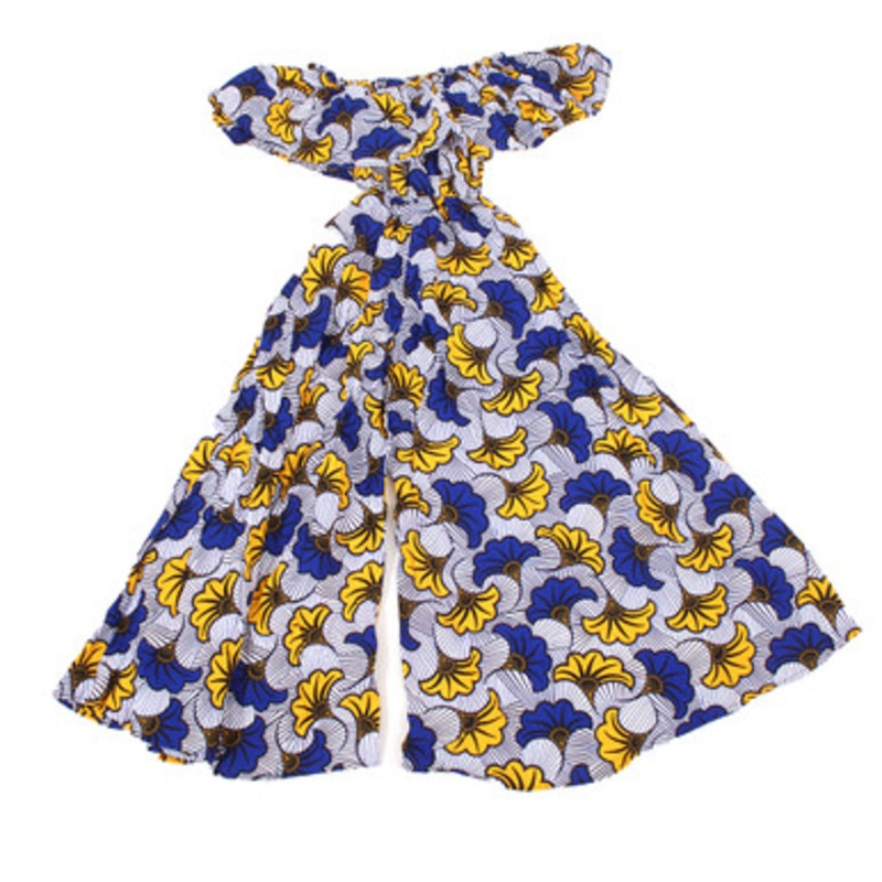 Blue/Yellow Floral Off-Shoulder Jumpsuit