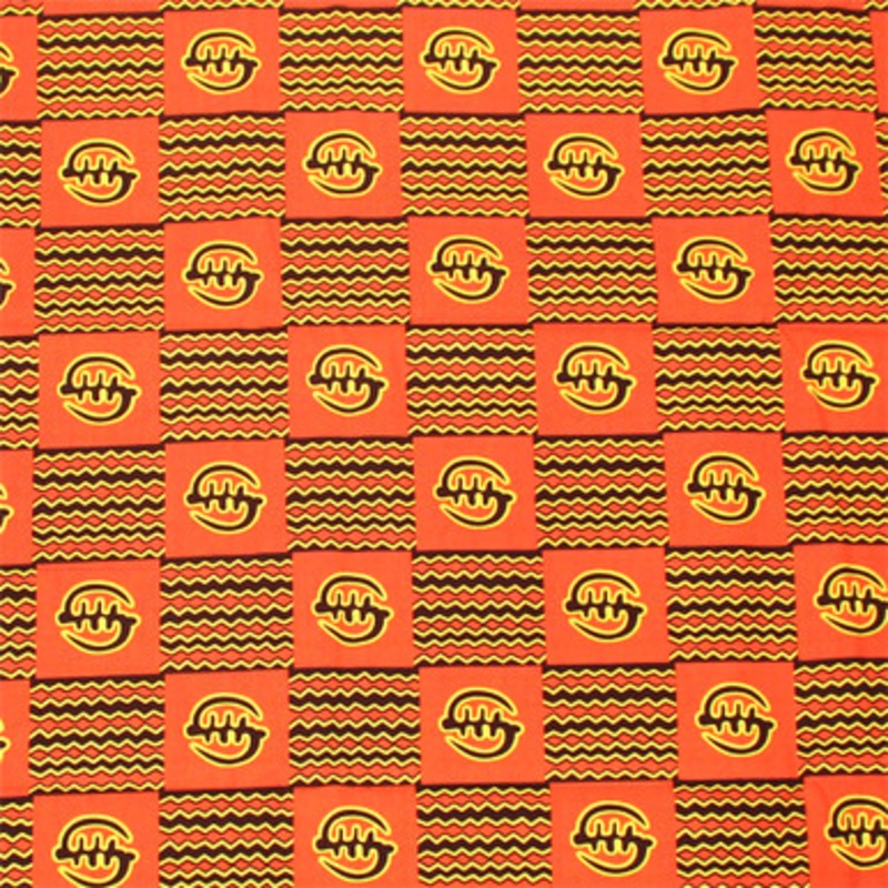 Economy African Made Gye Nyame Fabric: Orange