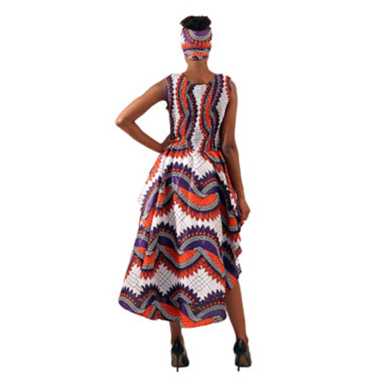 White African Print Hi-Lo Dress