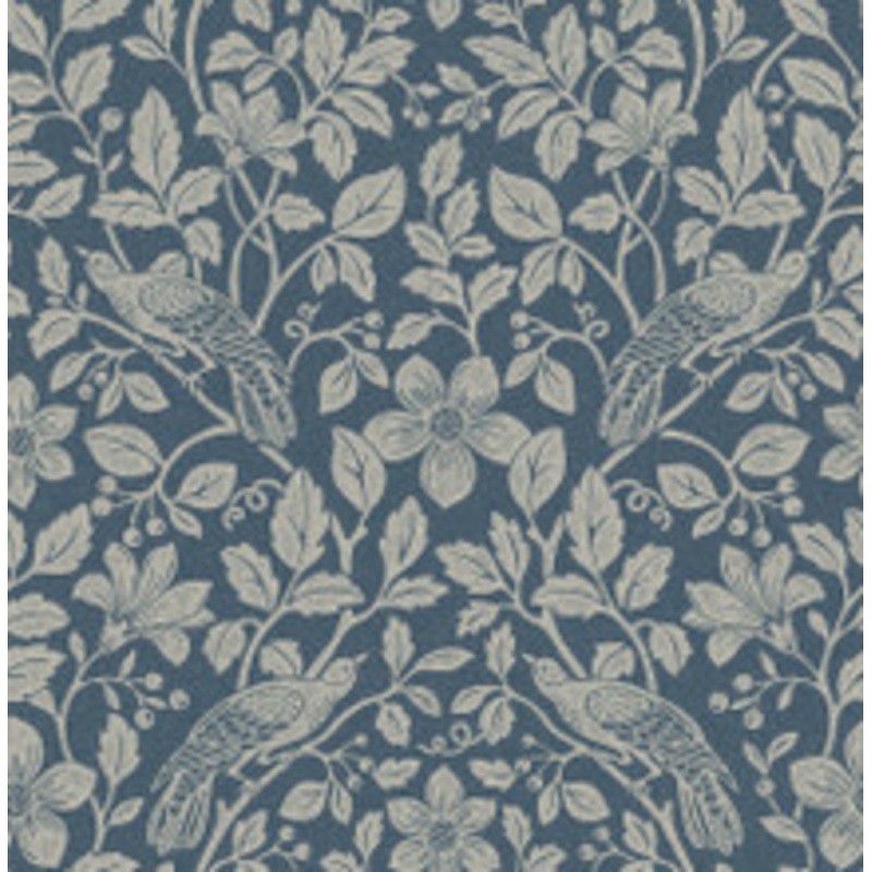 Advantage Marlow Dark Blue Bird Vine Wallpaper