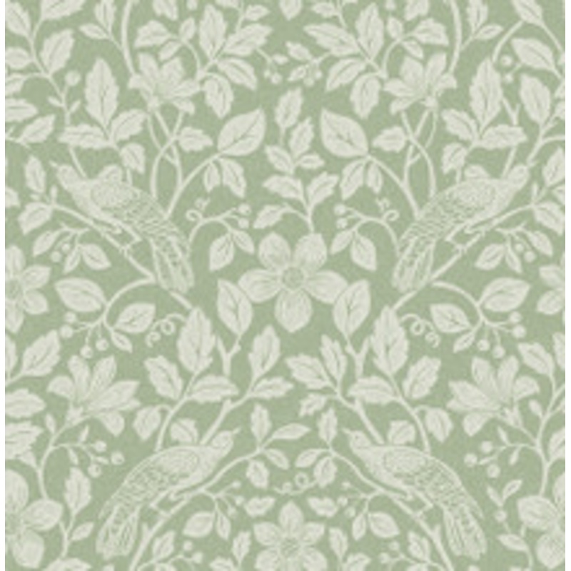 Advantage Marlow Green Bird Vine Wallpaper