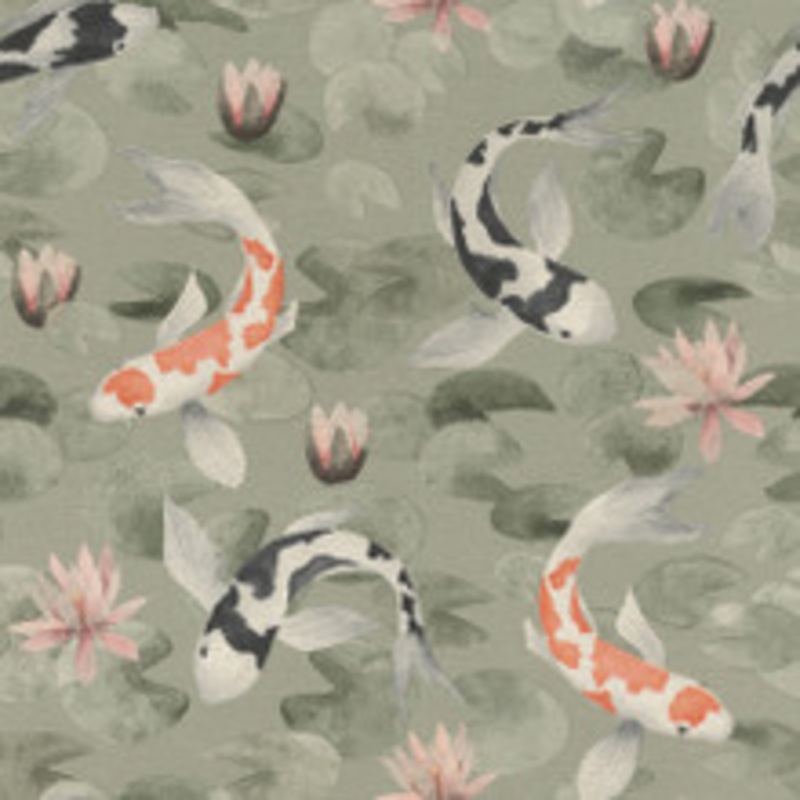 Advantage Nobu Green Koi Fish Wallpaper