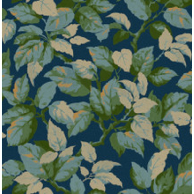 Advantage Canopy Navy Leaf Wallpaper