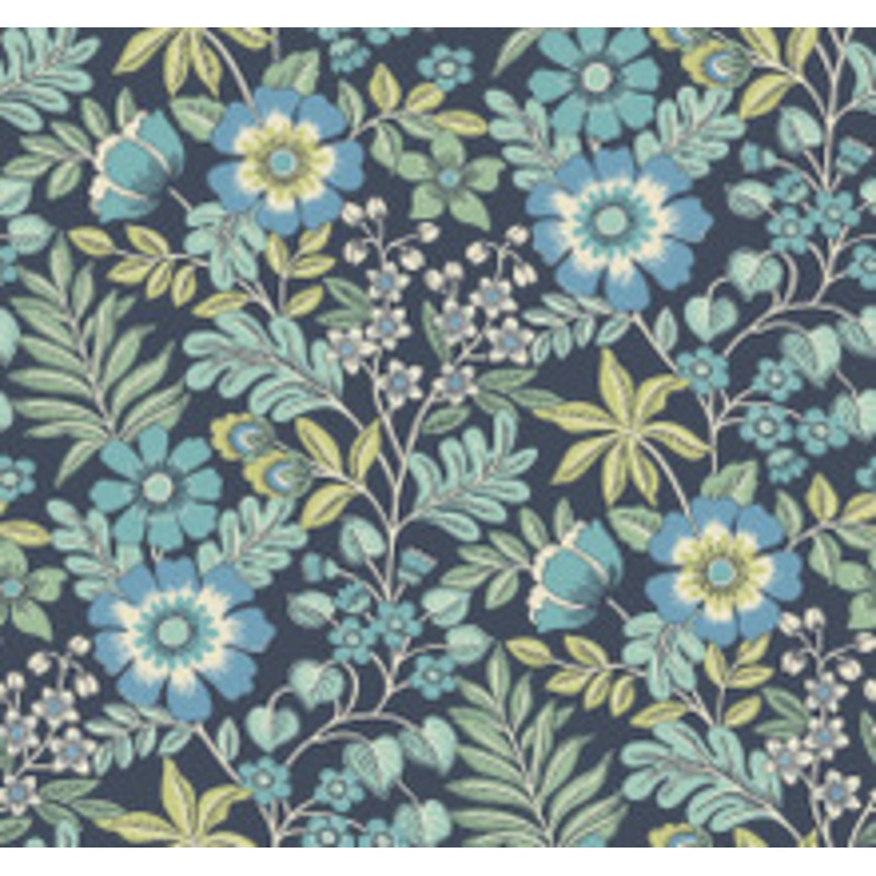 A-Street Prints Voysey Navy Floral Wallpaper