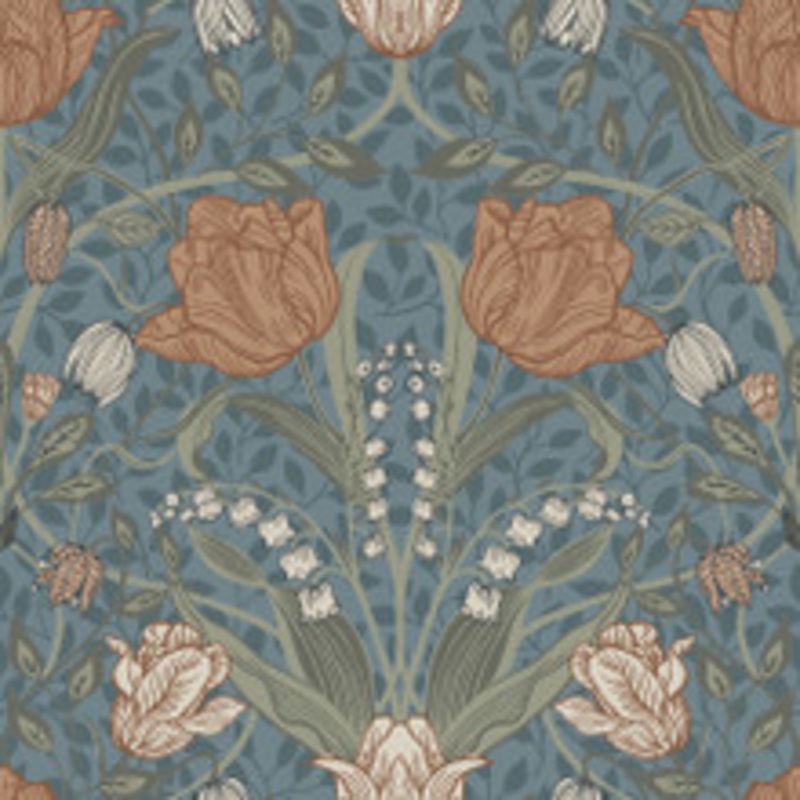 A-Street Prints Tulipa Blue Floral Wallpaper