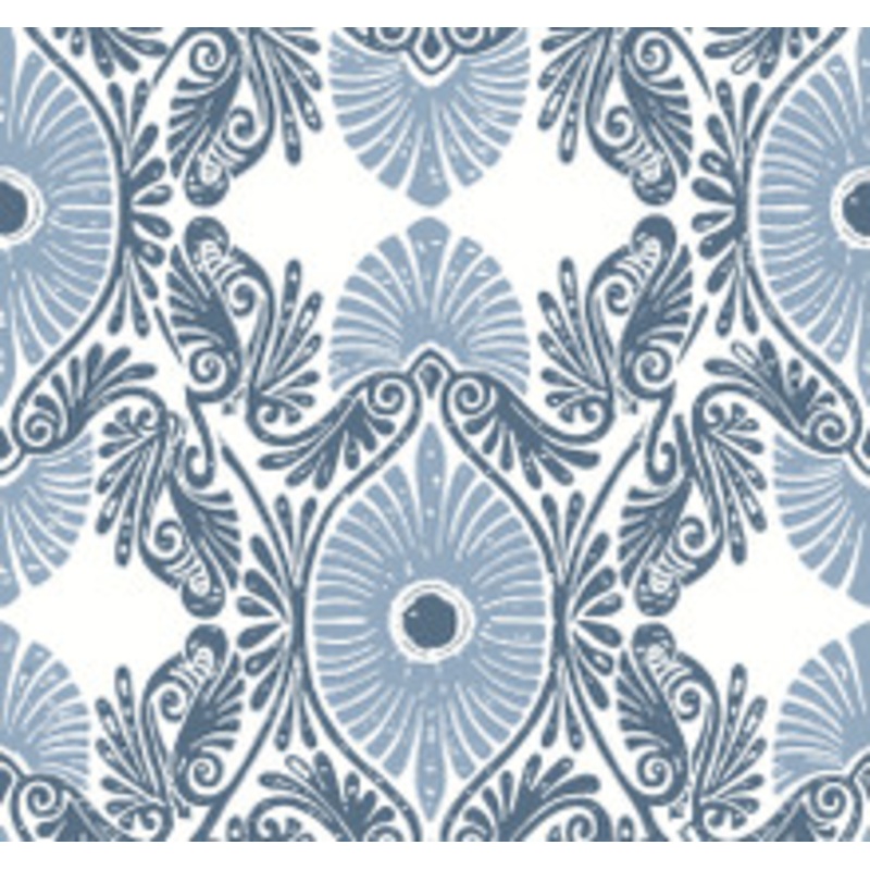 A-Street Prints Villa Blue Embellished Ogee Wallpaper