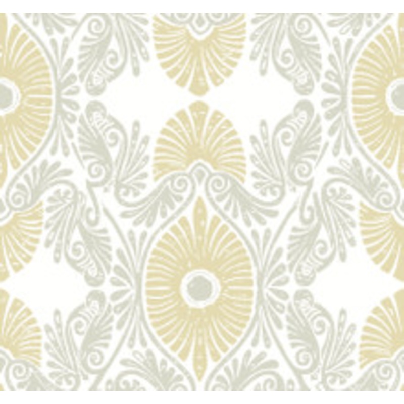 A-Street Prints Villa Light Yellow Embellished Ogee Wallpaper