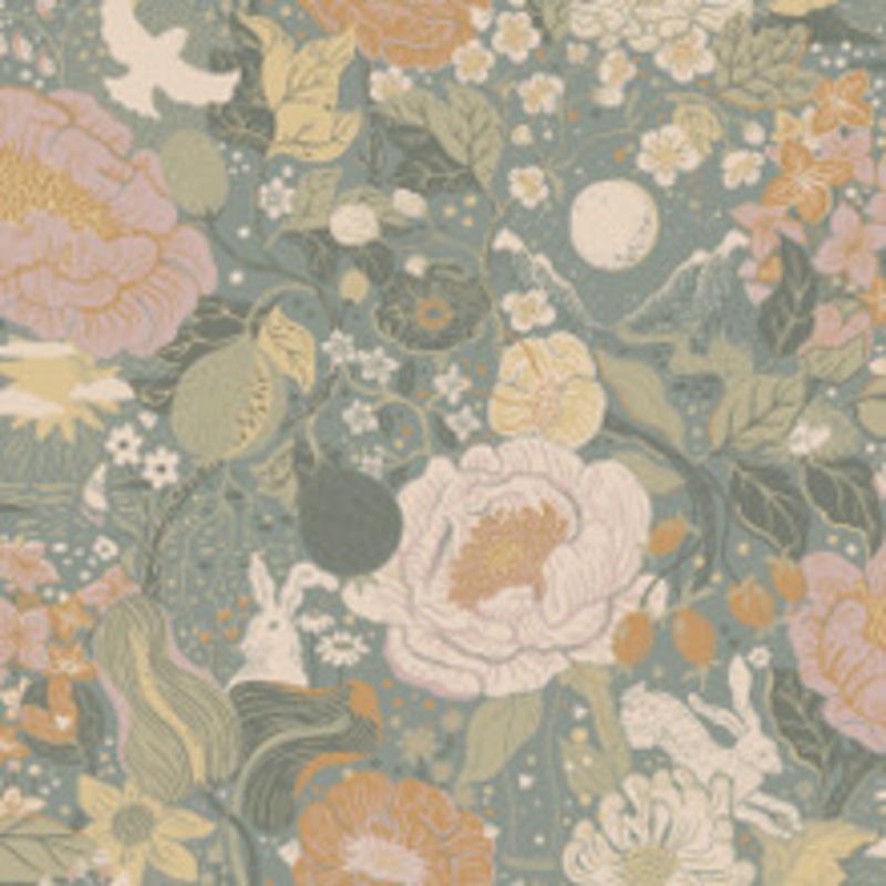 A-Street Prints Vxa Slate Rabbits & Rosehips Wallpaper