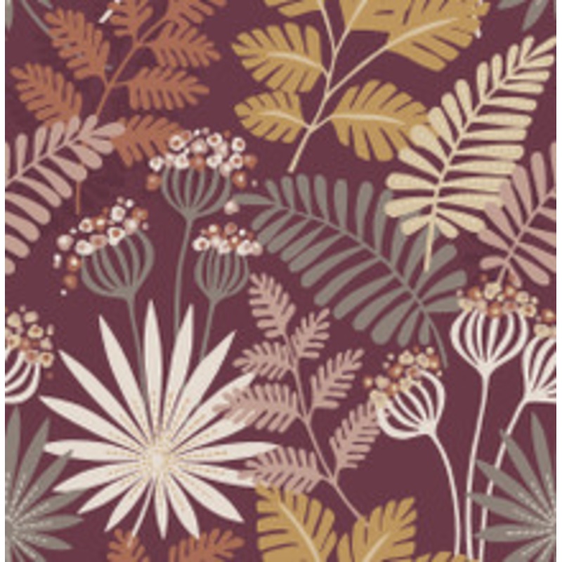 A-Street Prints Praslin Merlot Botanical Wallpaper