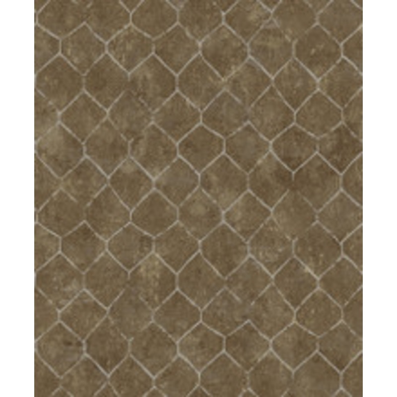 A-Street Prints Rauta Brass Hexagon Tile Wallpaper