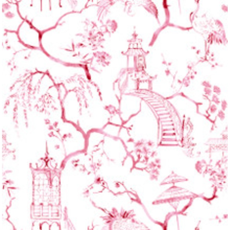A-Street Prints Serena Raspberry Chinoiserie Wallpaper