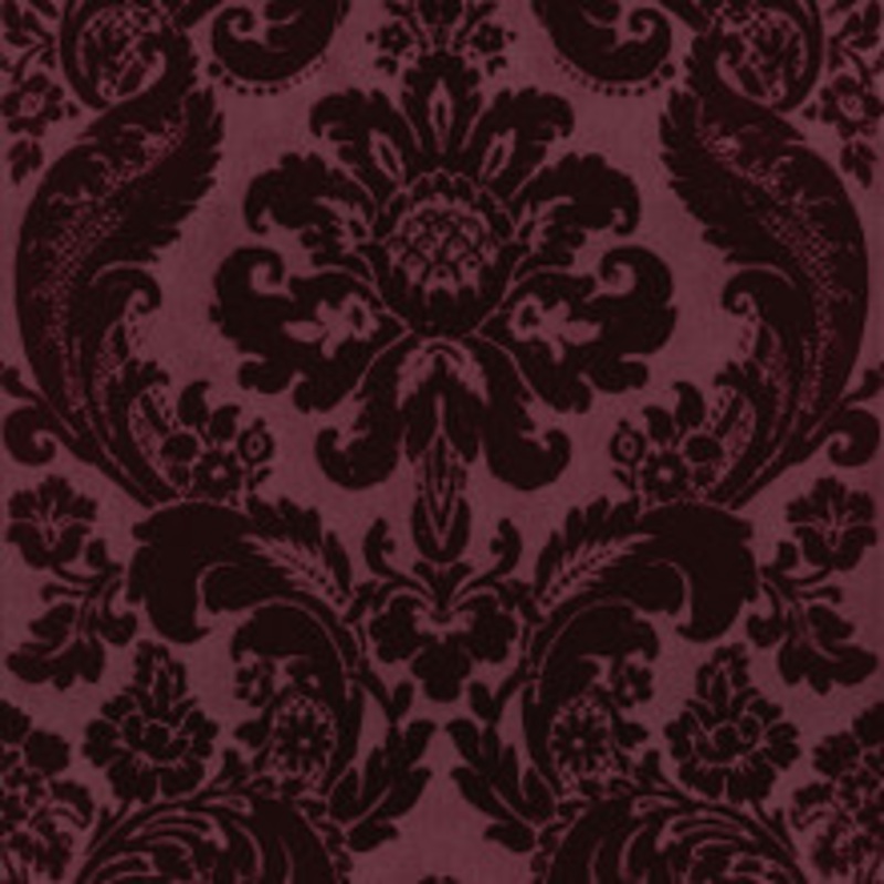 A-Street Prints Shadow Merlot Flocked Damask Wallpaper