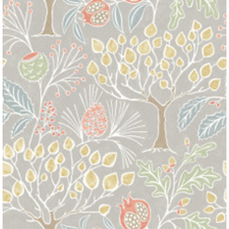 A-Street Prints Shiloh Light Grey Botanical Wallpaper