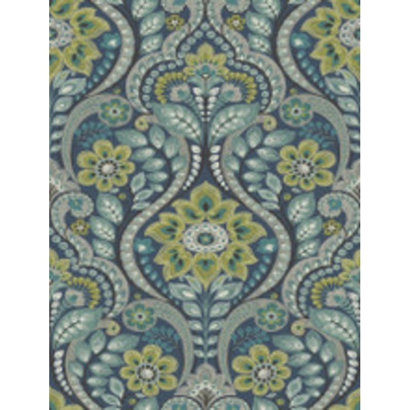 A-Street Prints Night Bloom Navy Damask Wallpaper