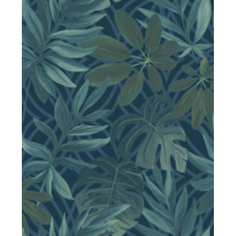 A-Street Prints Nocturnum Blue Leaf Wallpaper
