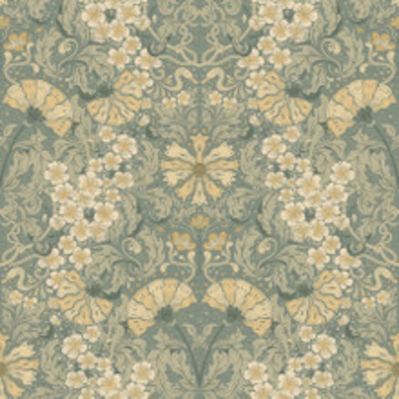 A-Street Prints Ojvind Sea Green Floral Ogee Wallpaper