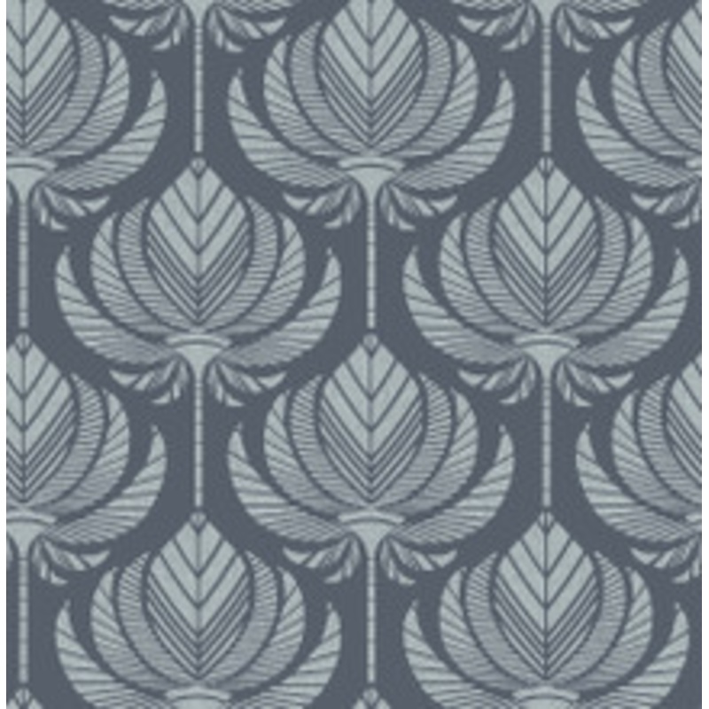 A-Street Prints Palmier Navy Lotus Fan Wallpaper