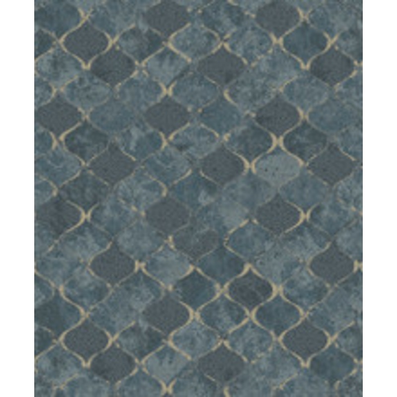 A-Street Prints Pilak Blue Ogee Tile Wallpaper